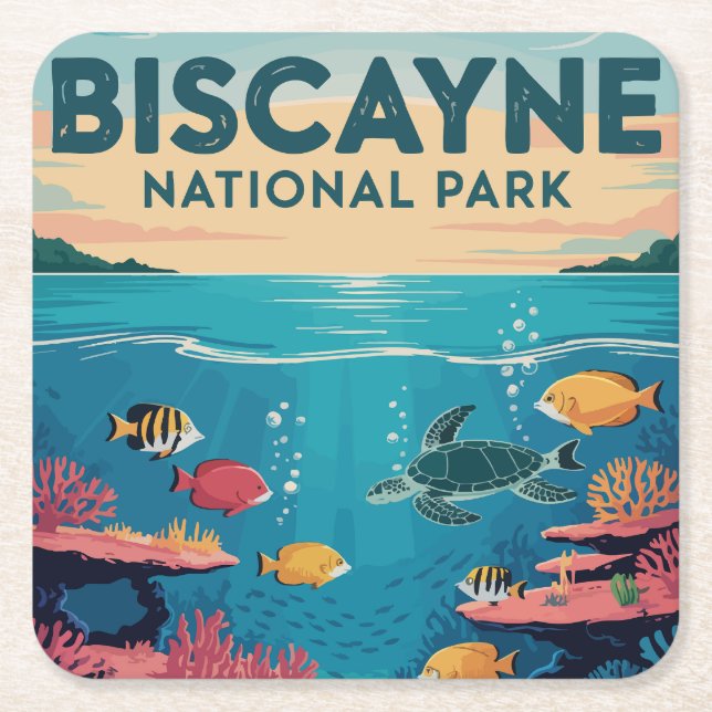 Exploring Biscayne National Park Florida Waters Square Paper Coaster (Front)