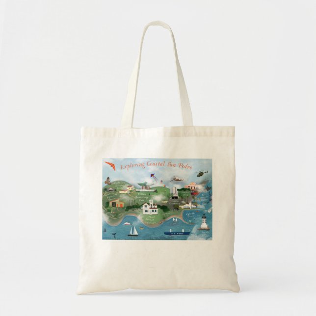 Exploring Coastal San Pedro Illustration Tote Bag (Front)
