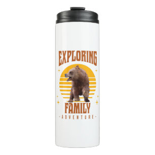 Exploring Family Bear Vintage Vacation Adventure Thermal Tumbler