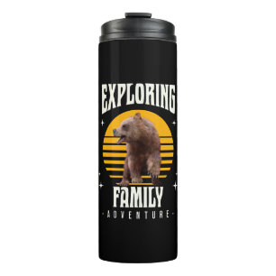 Exploring Family Bear Vintage Vacation Adventure Thermal Tumbler