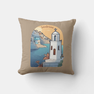 Exploring Santorini, Greece Cushion