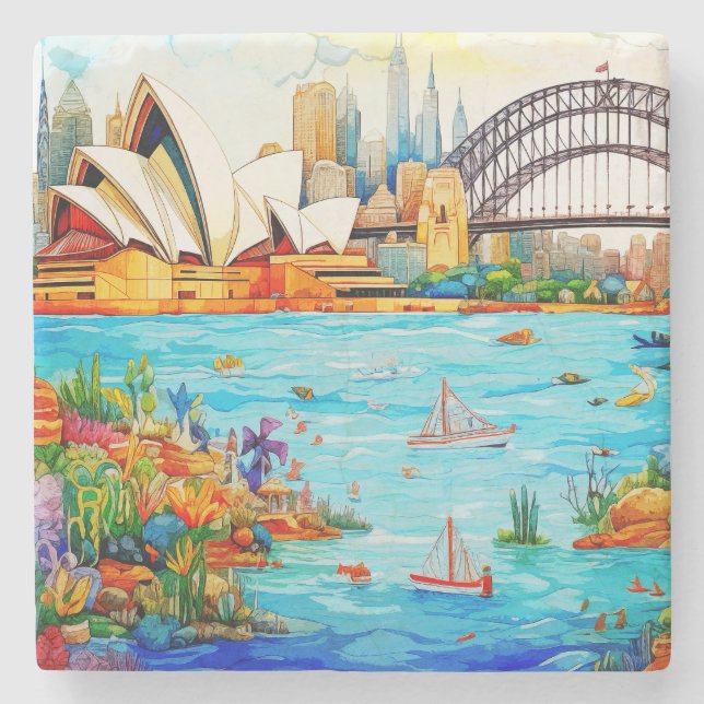Exploring the Beauty of Australia #17 Stone Coaster (Front)