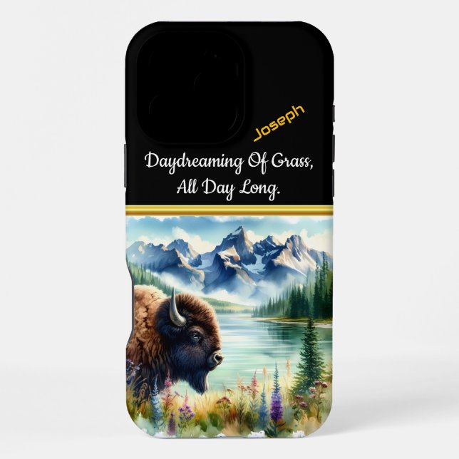 Exploring the Serene Landscape With Buffalo Bisons iPhone Case (Back)