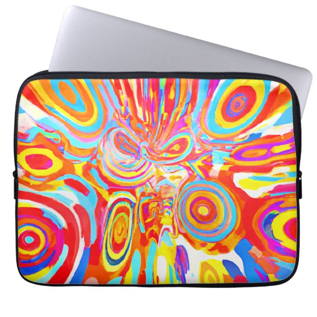 Exploring Vibrant Colourful Pattern Laptop Sleeve (Front)