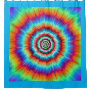 Explosion in Blue and Orange Shower Curtain