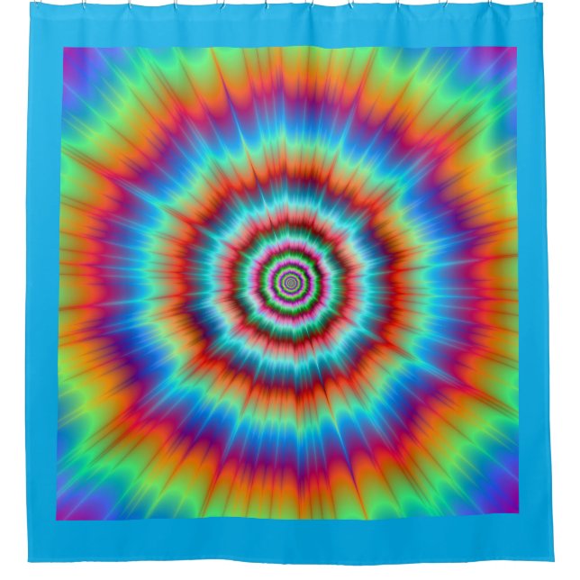 Explosion in Blue and Orange Shower Curtain (Front)