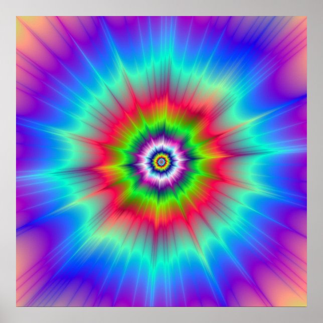 Explosion in Blue Red Green and Violet Poster (Front)
