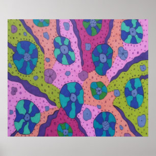Explosion of Color Abstract Drawing Poster