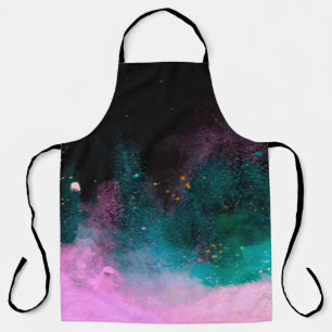 Explosion of colored powder isolated on black back apron