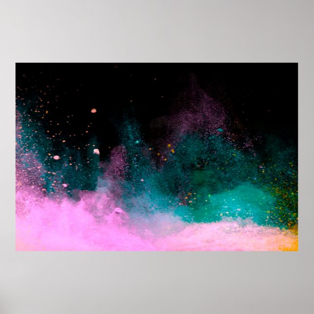 Explosion of colored powder isolated on black back poster (Front)