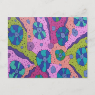 Explosion of Colour Abstract Drawing  Postcard