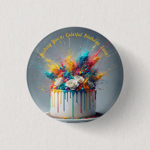 Explosion of Joy – Happy Birthday Cake 3 Cm Round Badge