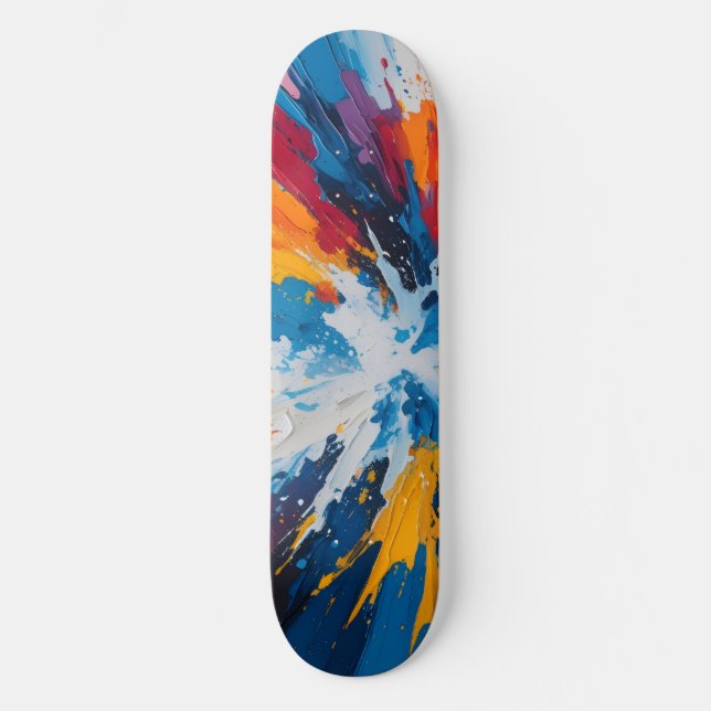 Explosive Abstract Skateboard Deck – Vibrant Colou (Front)
