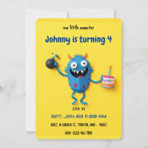 Explosive Birthday Surprise - Monster Mayhem Invitation