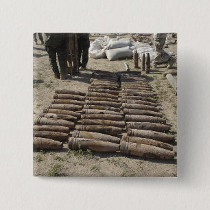 Explosive devices are identified and inventorie 15 cm square badge