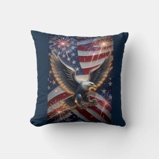 Explosive Freedom: 3D Patriotic Eagle with Firewor Cushion