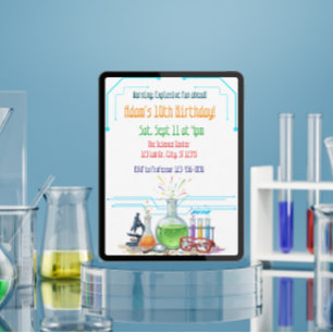 Explosive Fun Science Lab Birthday Invitation