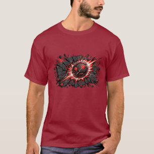 Explosive Lava Soccer Ball Comic Art Design T-Shirt