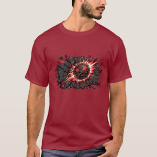 Explosive Lava Soccer Ball Comic Art Design T-Shirt
