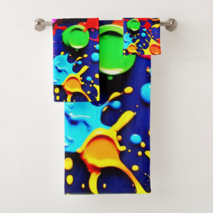 Explosive Neon Colours in Abstract Art Bath Towel Set