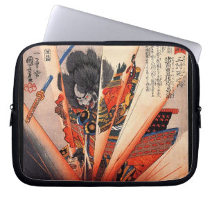 Explosive Samurai Painting circa 1800s Laptop Sleeve