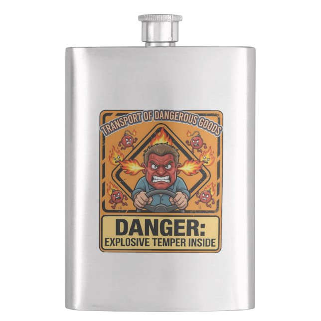 Explosive Temper Trucker | ADR digital download Hip Flask (Front)