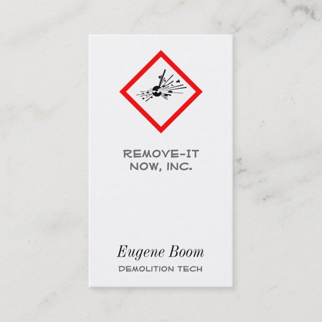 Explosive Warning Sign Business Card (Front)