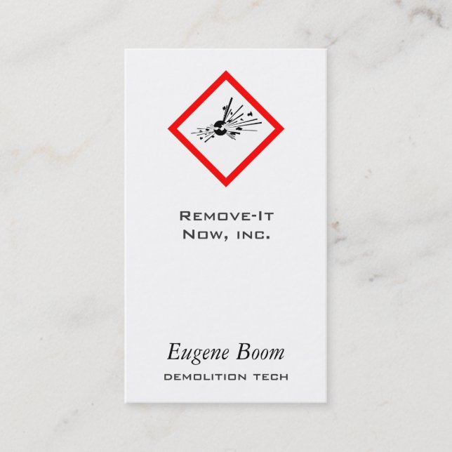 Explosive Warning Sign Business Card (Front)
