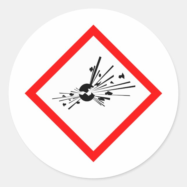 Explosive Warning Sign Classic Round Sticker (Front)