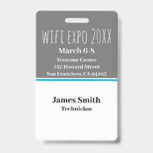 Expo ID Vertical Grey, White & Blue Badge