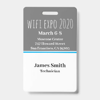 Expo ID Vertical Grey, White & Blue Badge
