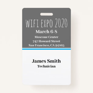 Expo ID Vertical Grey, White & Blue ID Badge
