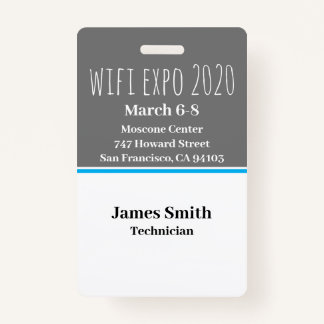 Expo ID Vertical Grey, White & Blue ID Badge
