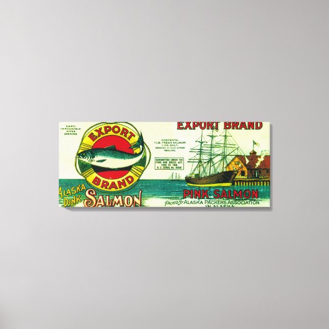 Export Salmon Can Label Canvas Print (Front)