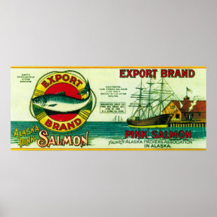 Export Salmon Can Label Poster