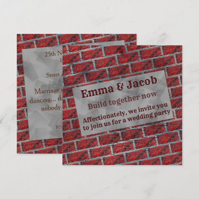 Exposed red brick wall effect invitation (Front/Back)