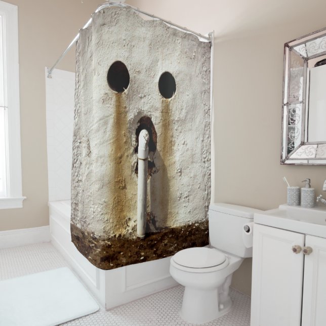 Exposed Water Pipe Shower Curtain (In Situ)