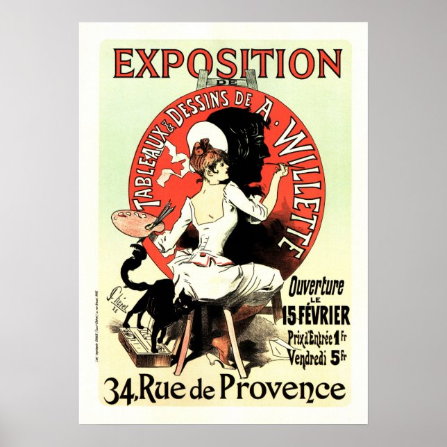 EXPOSITION Painting Ad Jules Cheret Vintage French Poster (Front)