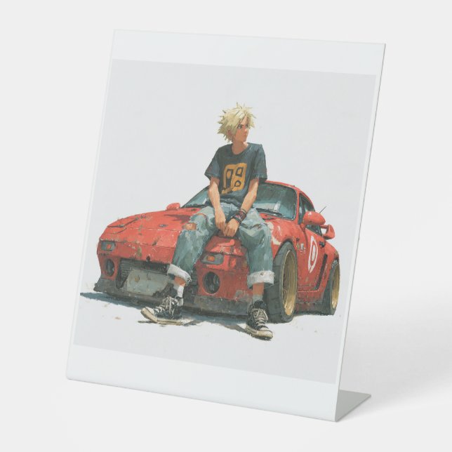 expositor en l de coche modificado pedestal sign (Front)