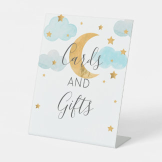 Expositor En L Moon & Stars Baby Shower Cards and Pedestal Sign
