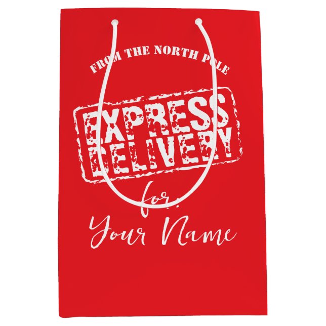 Express delivery from North Pole custom Christmas Medium Gift Bag (Front)