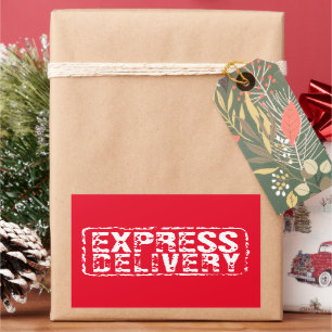 Express Delivery vintage red rubber stamp sticker