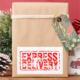 Express Delivery vintage red rubber stamp stickers