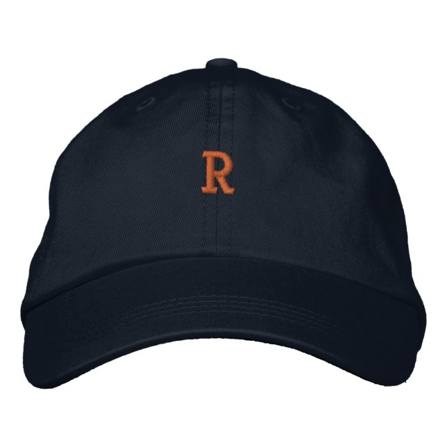 Express Your "R"  Initial Monogram Navy-Hat Cool  Embroidered Hat (Front)