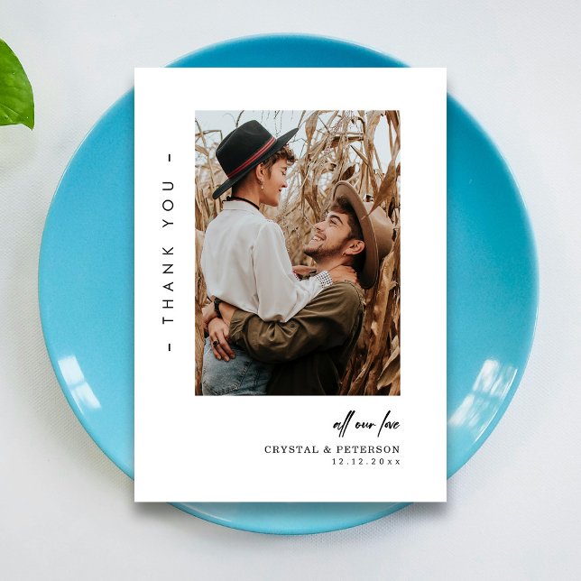 Express Your Thanks: Simple & Modern Photo Wedding Thank You Card (Express Your Thanks_ Simple & Modern Photo Wedding Thank You Card Customize)