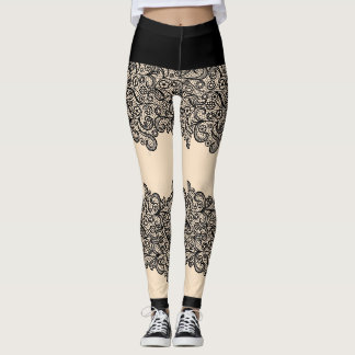 Express Yourself Black & White Lacy Bridal Dress Leggings
