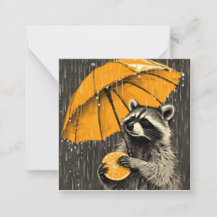 Express Yourself in the Rain: Minimalist Racoon Card