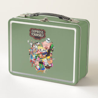 Express Yourself Retro Cartoon Collage Metal Lunch Box