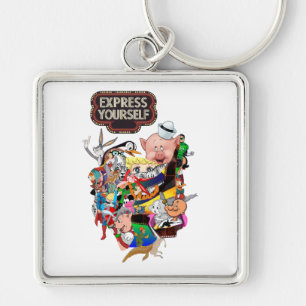 Express Yourself Vintage Pop Art Key Ring