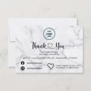 Expressing Gratitude with Elegance: White Marble  Thank You Card